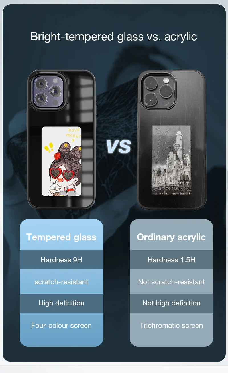 NFC Smart E-ink Screen Phone Case For IPhone 16 15 14 13 12 11 Pro Max DIY Photo Anime Characters Boy Girl Silicone Phone Cover