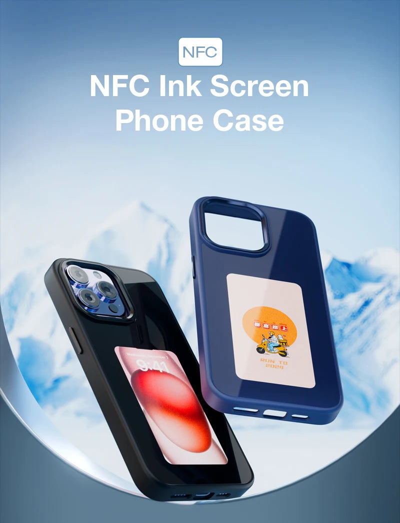 NFC Smart E-ink Screen Phone Case For IPhone 16 15 14 13 12 11 Pro Max DIY Photo Anime Characters Boy Girl Silicone Phone Cover