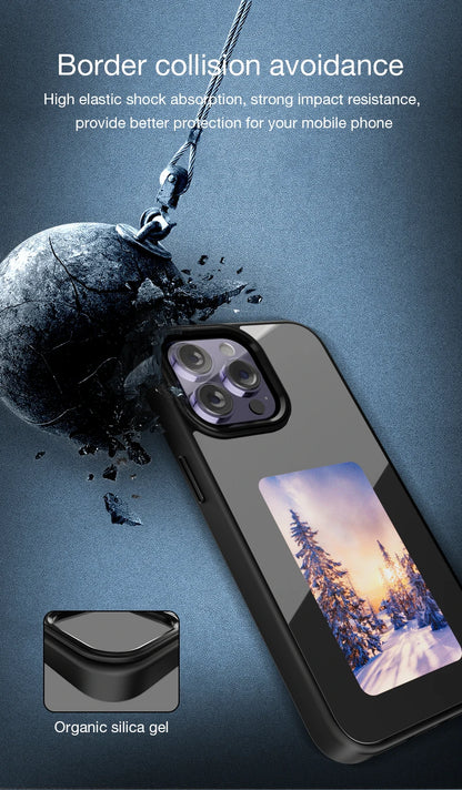 NFC Smart E-ink Screen Phone Case For IPhone 16 15 14 13 12 11 Pro Max DIY Photo Anime Characters Boy Girl Silicone Phone Cover